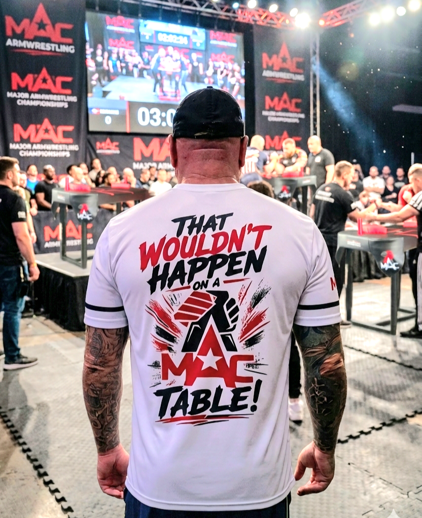"That wouldn't happen on a MAC Table" Polyester Sport Tee Shirt.