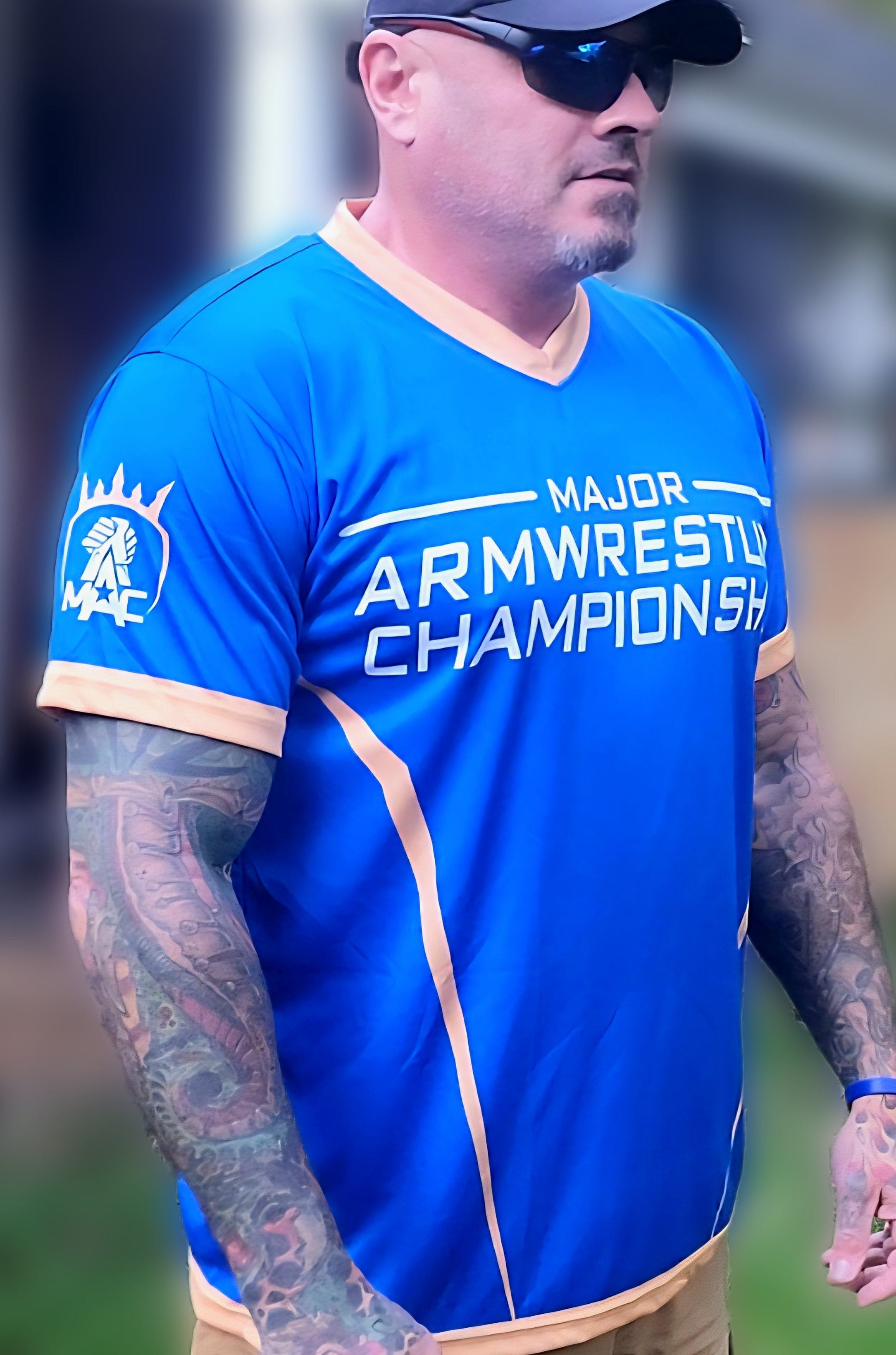 MAC Limited Edition London, On. Competition Jersey - Blue/Gold - Major Armwrestling Championships